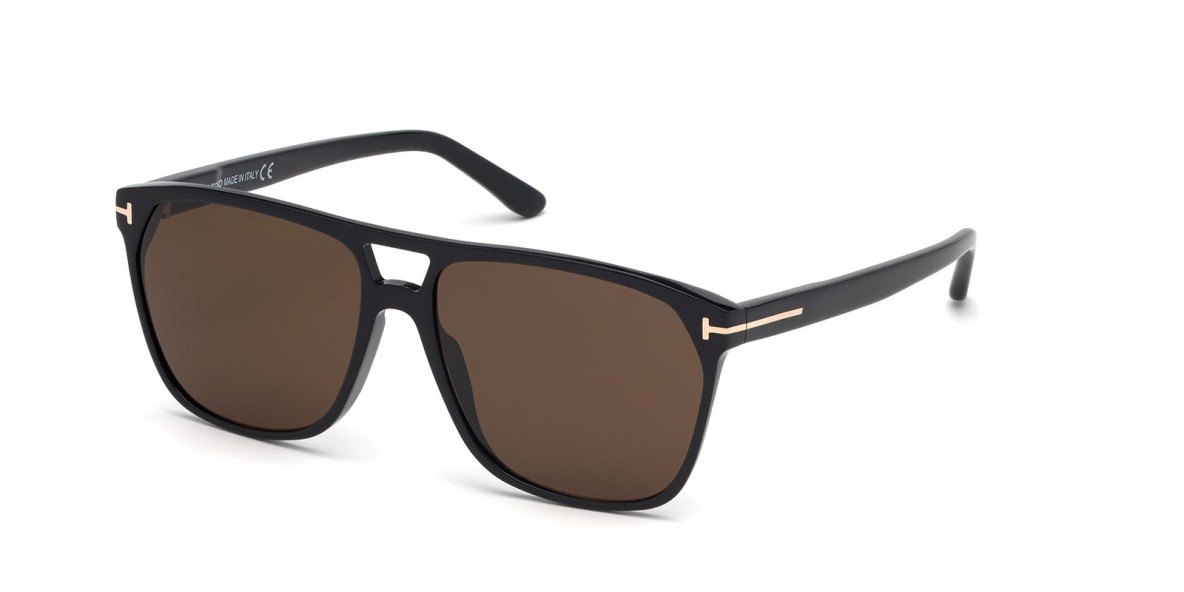 TomFord Sunglass FT0679 01E عینک آفتابی تام فورد 0679 مربعی 59 میلی متری عدسی قهوه ای و فریم کائوچو مشکی| عینک نور