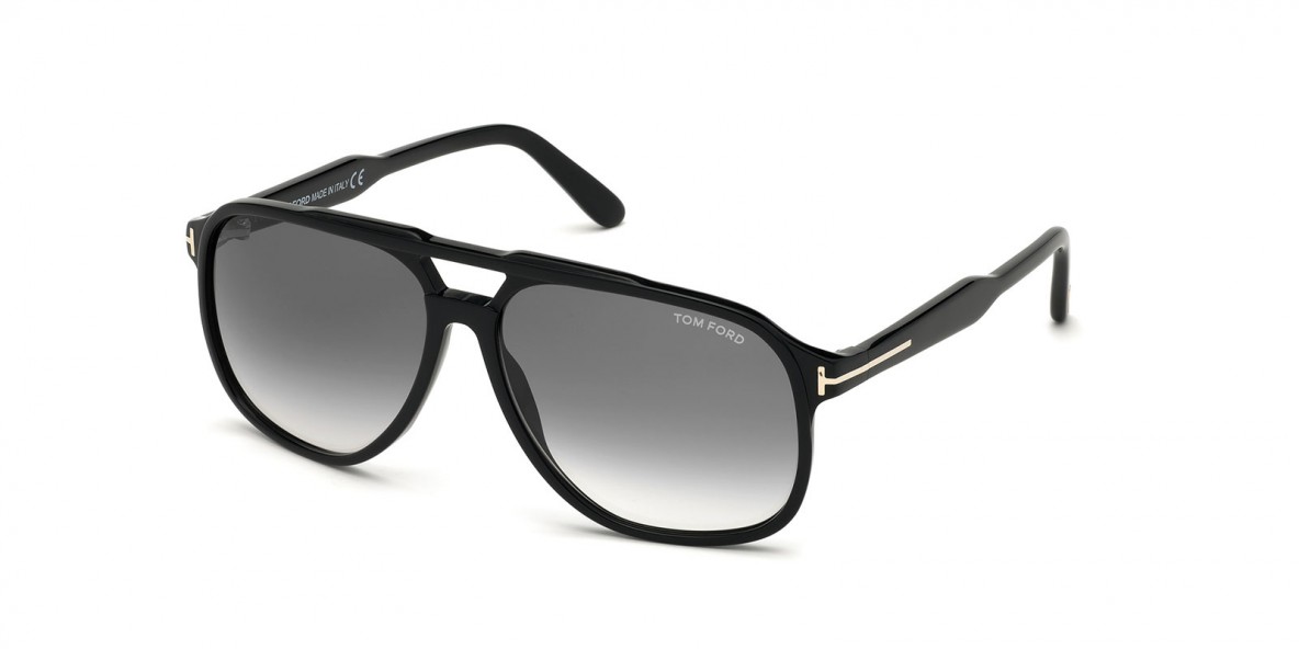 TomFord Sunglass FT0753 01B عینک آفتابی تام فورد 0753 خلبانی 62 میلی متری عدسی دودی و فریم کائوچو مشکی| عینک نور