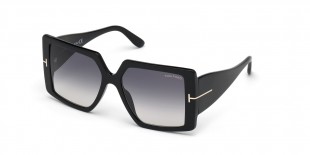 TomFord Sunglass FT0790 01B عینک آفتابی تام فورد 0790 مربعی 57 میلی متری عدسی دودی و فریم کائوچو مشکی| عینک نور