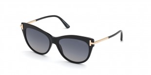 TomFord Sunglass FT0821 01D عینک آفتابی تام فورد 0821 گربه ای 56 میلی متری عدسی دودی و فریم کائوچو مشکی| عینک نور