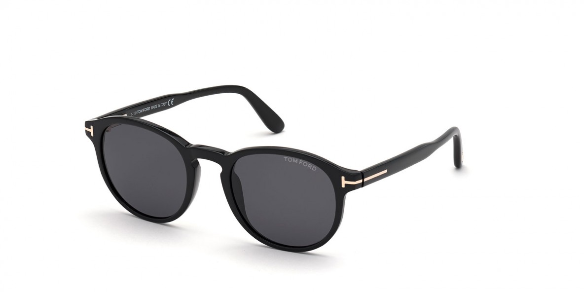 TomFord Sunglass FT0834 01A عینک آفتابی تام فورد 0834 گرد 52 میلی متری عدسی دودی و فریم کائوچو مشکی| عینک نور