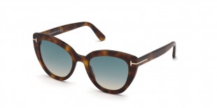 TomFord Sunglass FT0845 53P 53 عینک آفتابی تام فورد 0845 گربه ای 53 میلی متری عدسی آبی و فریم کائوچو هاوانا| عینک نور