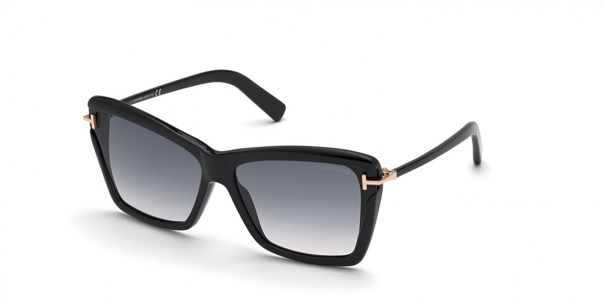 TomFord Sunglass FT0849 01B عینک آفتابی تام فورد 0849 پروانه ای 64 میلی متری عدسی دودی و فریم کائوچو مشکی| عینک نور