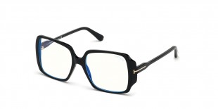 Tom Ford FT5621-B 001 53 عینک طبی تام فورد 5621 مربعی 53 میلی متری عدسی بی رنگ و فریم کائوچو مشکی| عینک نور