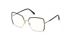 TomFord Optic FT5668 1 عینک طبی تام فورد 5668 مربعی 57 میلی متری و فریم فلزی مشکی طلایی| عینک نور