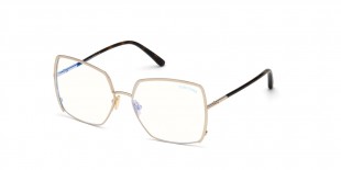 Tom Ford FT5668 28 57 عینک طبی تام فورد 5668 مربعی 57 میلی متری عدسی بی رنگ و فریم فلزی طلایی| عینک نور
