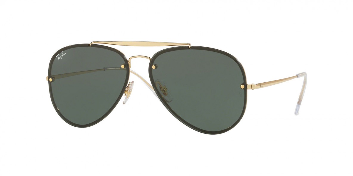 Ray Ban RB3584N 905071 61 عینک آفتابی ریبن 3584 خلبانی 61 میلی متری عدسی سبز و فریم فلزی طلایی مشکی| عینک نور