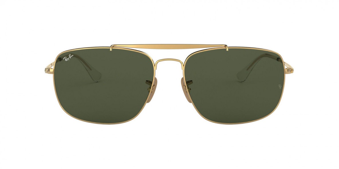 Ray-Ban RB3560 001 61 عینک آفتابی ریبن 3560 مربعی 61 میلی متری عدسی سبز و فریم فلزی طلایی| عینک نور