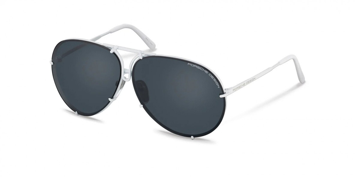 PorscheDesign Sunglass 8478 P عینک آفتابی پورشه دیزاین 8478 خلبانی 66 میلی متری عدسی دودی و فریم تیتانیوم سفید| عینک نور