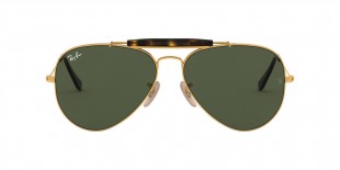 Ray Ban RB3029 181 62 عینک آفتابی ریبن 3029 خلبانی 62 میلی متری عدسی سبز و فریم فلزی طلایی| عینک نور