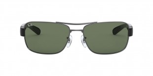 Ray Ban RB3522 004/71 61 عینک آفتابی ریبن 3522 مستطیلی 61 میلی متری عدسی سبز و فریم فلزی دودی| عینک نور