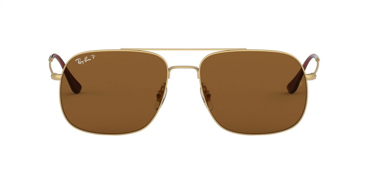 Ray Ban RB3595 901383 59 عینک آفتابی ریبن 3595 خلبانی 59 میلی متری عدسی قهوه ای و فریم فلزی طلایی| عینک نور