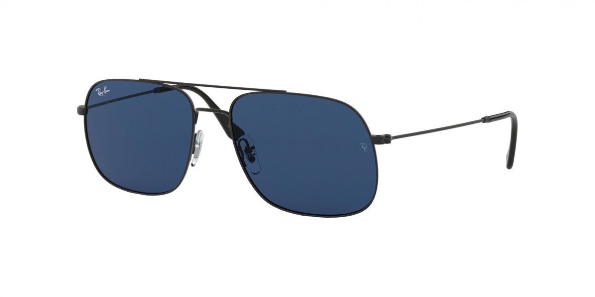 Ray Ban RB3595 901480 59 عینک آفتابی ریبن 3595 خلبانی 59 میلی متری عدسی آبی و فریم فلزی مشکی| عینک نور