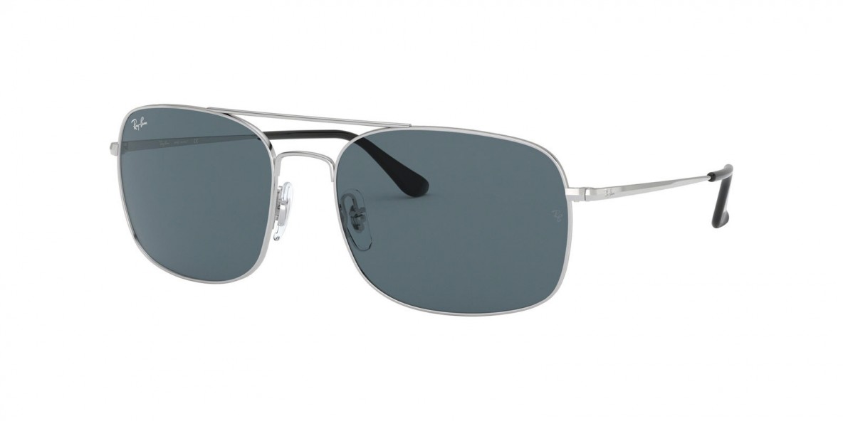 Ray Ban RB3611 003/R5 60 عینک آفتابی ریبن 3611 مربعی 60 میلی متری عدسی آبی و فریم فلزی نقره ای| عینک نور