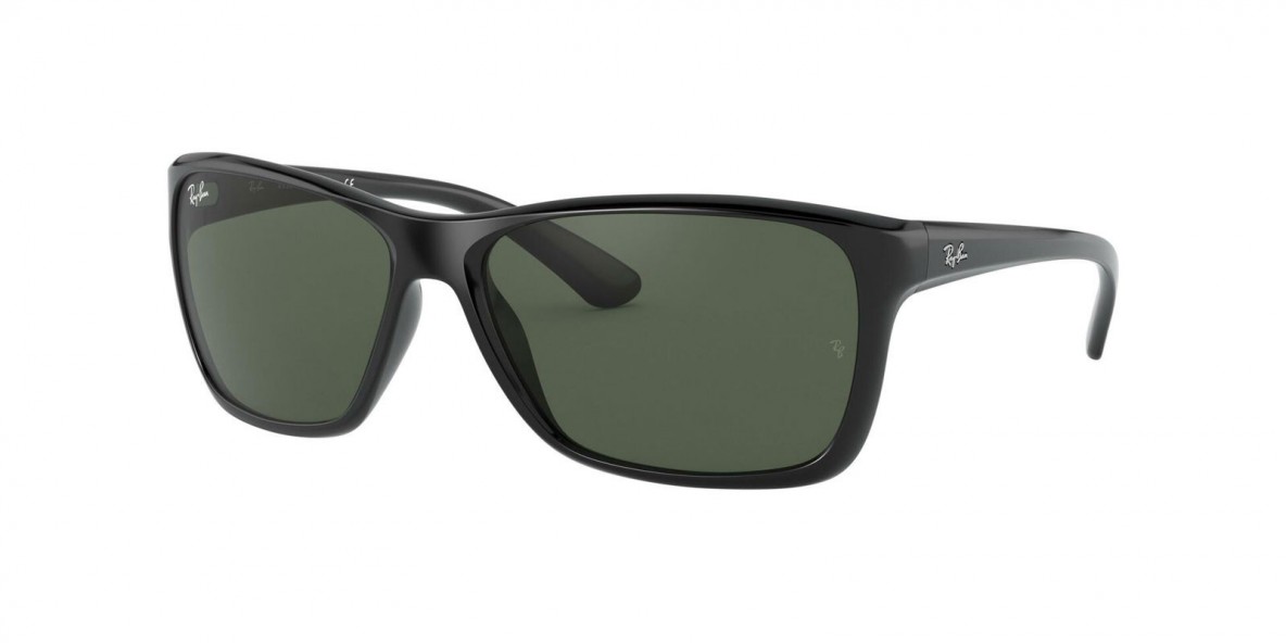 Ray Ban RB4331 601/71 61 عینک آفتابی ریبن 4331 مستطیلی 61 میلی متری عدسی سبز و فریم نایلونی مشکی| عینک نور