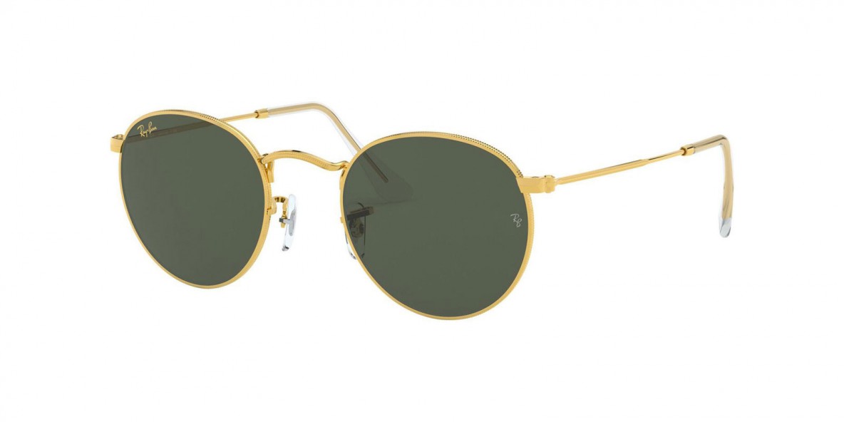 Ray Ban RB3447 919631 50 عینک آفتابی ریبن 3447 گرد 50 میلی متری عدسی سبز و فریم فلزی طلایی| عینک نور