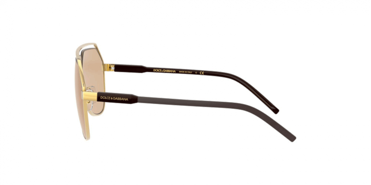 Dolce & Gabbana DG2266 02/73 63 عینک آفتابی دولچه و گابانا 2266 خلبانی 63 میلی متری عدسی قهوه ای و فریم فلزی طلایی| عینک نور