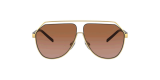 Dolce & Gabbana DG2266 02/73 63 عینک آفتابی دولچه و گابانا 2266 خلبانی 63 میلی متری عدسی قهوه ای و فریم فلزی طلایی| عینک نور