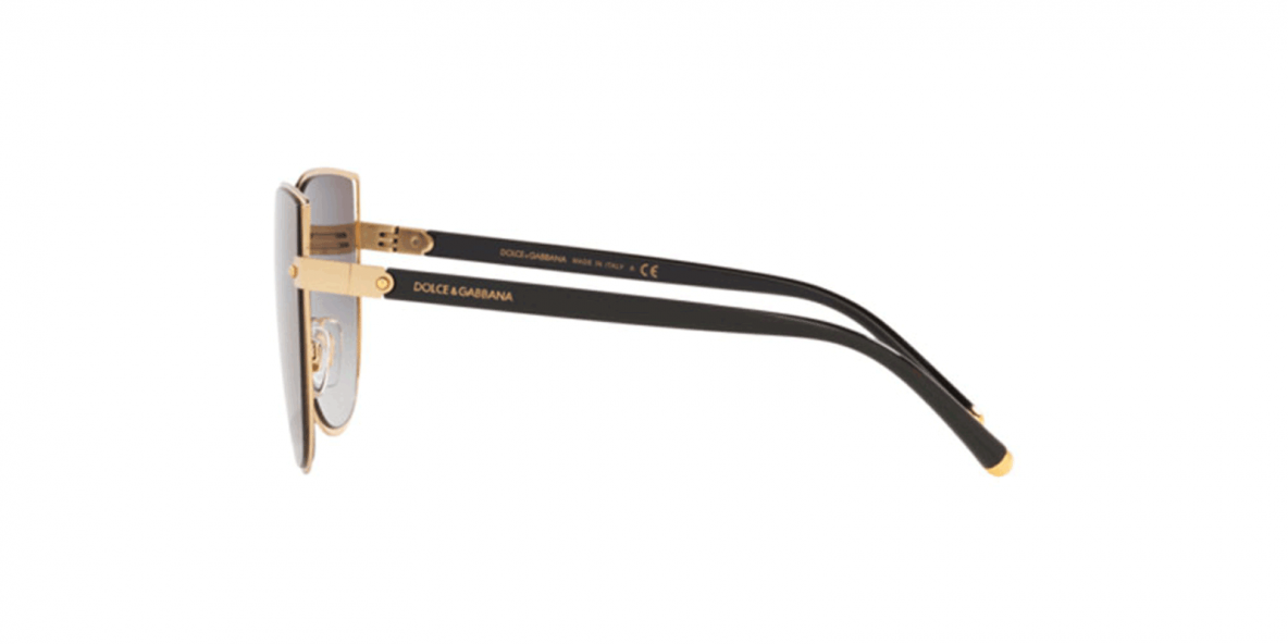 Dolce & Gabbana DG2236 02/8G 28 عینک آفتابی دولچه و گابانا 2236 گربه ای 28 میلی متری عدسی دودی و فریم فلزی طلایی| عینک نور