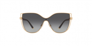 Dolce & Gabbana DG2236 02/8G 28 عینک آفتابی دولچه و گابانا 2236 گربه ای 28 میلی متری عدسی دودی و فریم فلزی طلایی| عینک نور