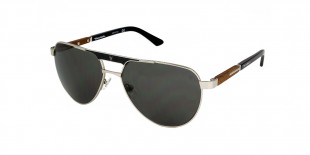 Maserati Sunglass MS501 03 عینک آفتابی مازراتی 501 خلبانی 58 میلی متری عدسی دودی و فریم فلزی نقره ای| عینک نور