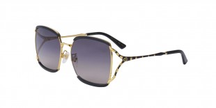 Gucci GG0593SK 001 59 عینک آفتابی گوچی 0593 مربعی 59 میلی متری عدسی دودی و فریم فلزی نایلونی مشکی طلایی| عینک نور