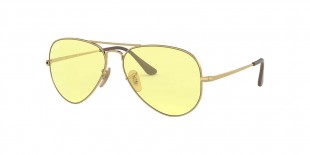 Ray Ban RB3689 001/T4 58 عینک آفتابی ریبن 3689 خلبانی 58 میلی متری عدسی زرد و فریم فلزی طلایی| عینک نور