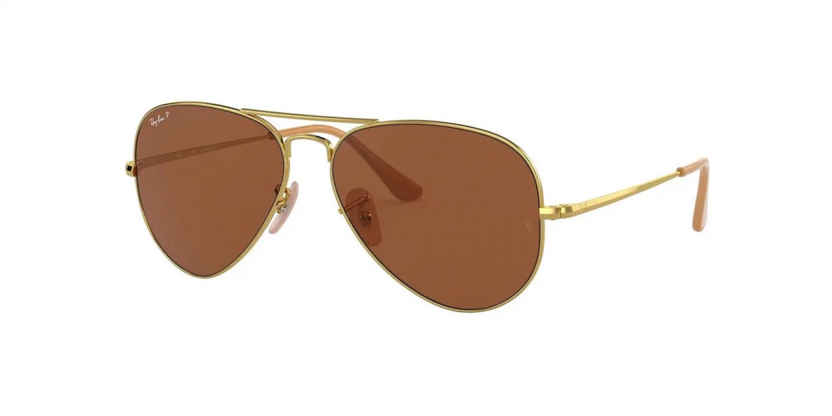 Ray Ban RB3689 906447 58 عینک آفتابی ریبن 3689 خلبانی 58 میلی متری عدسی قهوه ای و فریم فلزی طلایی| عینک نور