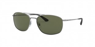 Ray Ban RB3654 004/9A 60 عینک آفتابی ریبن 3654 مستطیلی 60 میلی متری عدسی سبز و فریم فلزی نوک مدادی| عینک نور