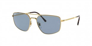 Ray Ban RB3666 001/62 56 عینک آفتابی ریبن 3666 مربعی 56 میلی متری عدسی ابی و فریم فلزی طلایی| عینک نور