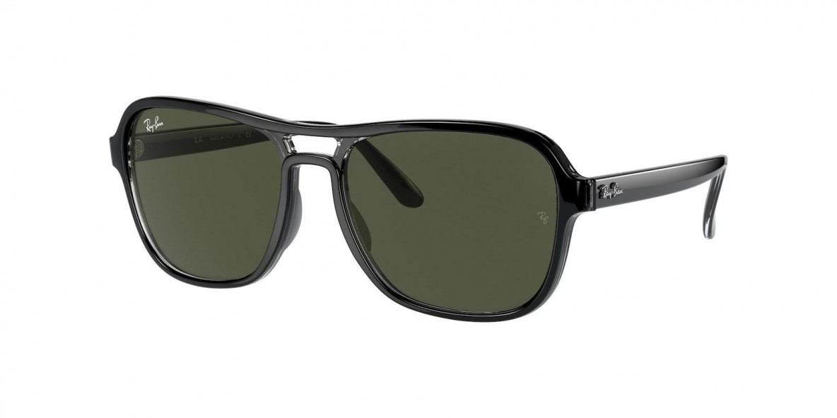 Ray Ban RB4356 654531 58 عینک آفتابی ریبن 4356 مربعی 58 میلی متری عدسی سبز و فریم استیت ساید مشکی| عینک نور