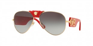 Versace Sunglass VE2150Q 100211 62 عینک آفتابی ورساچه 2150 خلبانی 62 میلی متری عدسی دودی و فریم فلزی طلایی| عینک نور