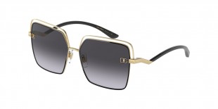 Dolce & Gabbana DG2268 13348G 59 عینک آفتابی دی اند جی 2268 مربعی 59 میلی متری عدسی دودی و فریم فلزی مشکی طلایی| عینک نور