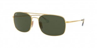 Ray Ban RB3611 001/31 60 عینک آفتابی ریبن 3611 مستطیلی 60 میلی متری عدسی سبز و فریم فلزی طلایی| عینک نور