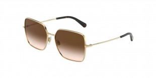 Dolce & Gabbana DG2242 02/13 57 عینک آفتابی دی اند جی 2242 مربعی 57 میلی متری عدسی قهوه ای و فریم فلزی طلایی| عینک نور