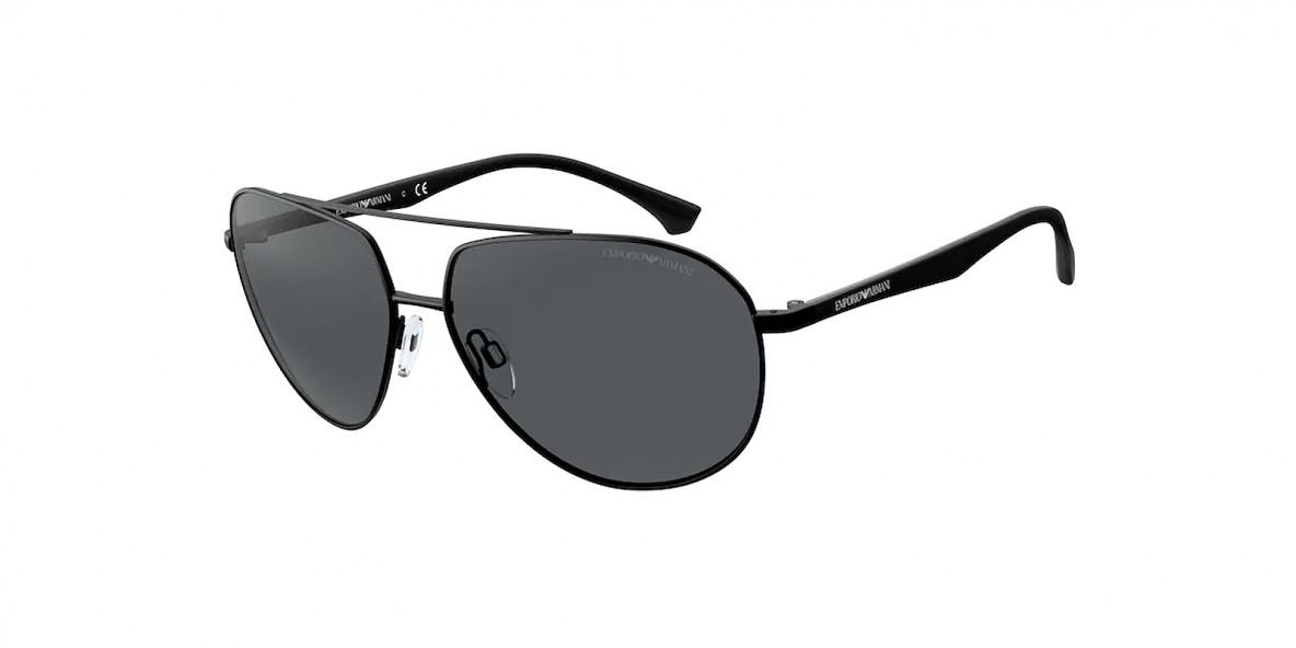 Emporio Armani Sunglass EA2096 300187 60 عینک آفتابی امپریوآرمانی 2096 خلبانی 60 میلی متری عدسی دودی و فریم فلزی مشکی| عینک نور