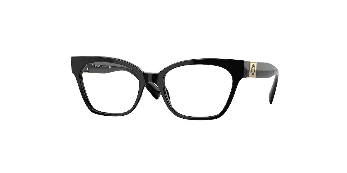 Versace VE3294 GB1 53 عینک طبی ورساچه 3294 گربه ای 53 میلی متری و فریم نایلونی مشکی| عینک نور