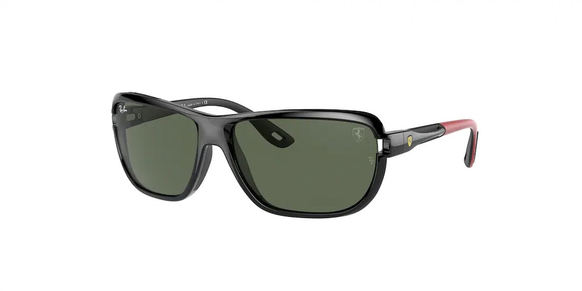 Ray Ban RB4365M F60171 62 عینک آفتابی ریبن 4365 مستطیلی 62 میلی متری عدسی سبز و فریم نایلونی مشکی| عینک نور