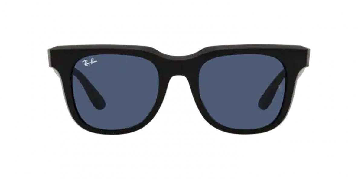 RayBan RB4368 654580 51 عینک آفتابی ریبن 4368 مربعی 51 میلی متری عدسی آبی و فریم نایلونی مشکی| عینک نور