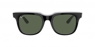 RayBan RB4368 652171 51 عینک آفتابی ریبن 4368 مربعی 51 میلی متری عدسی سبز و فریم نایلونی مشکی| عینک نور