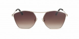 Tonino Lamborghini Sunglass TL751 02 عینک آفتابی لامبورگینی 751 چندضلعی 58 میلی متری عدسی قهوه ای و فریم فلزی طلایی| عینک نور