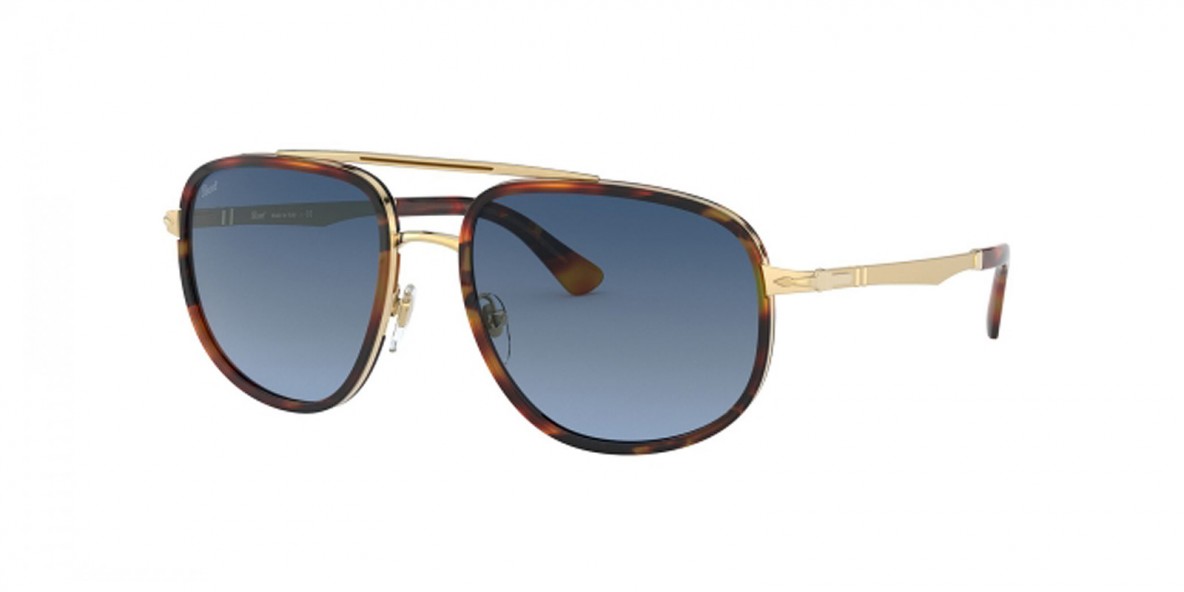 Persol PO2465S 1089Q8 57 عینک آفتابی پرسول 2465 خلبانی 57 میلی متری عدسی آبی و فریم کائوچو فلزی هاوانا| عینک نور