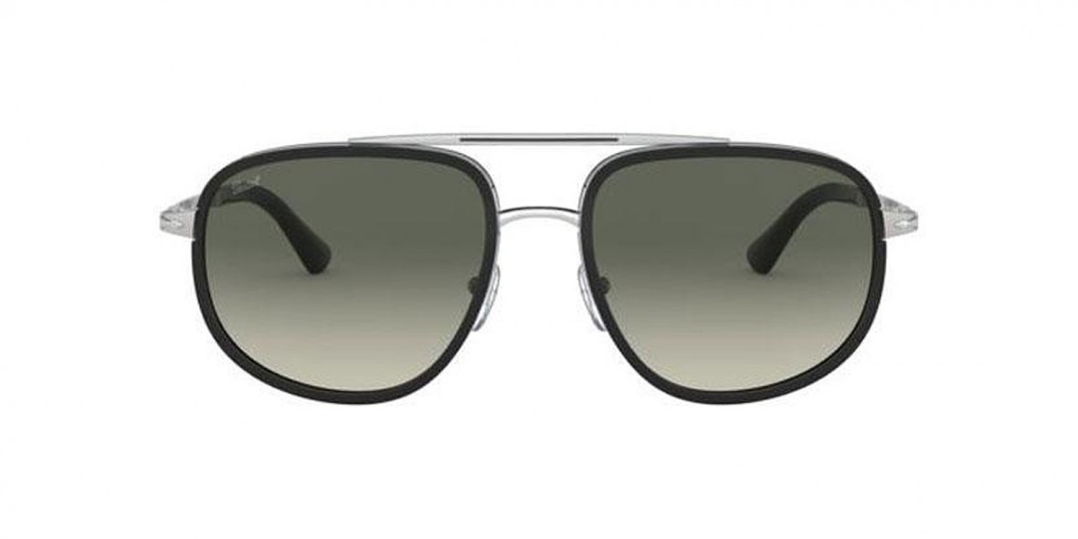 Persol Sunglass PO2465S 518/71 57 عینک آفتابی پرسول 2465 خلبانی 57 میلی متری عدسی دودی و فریم فلزی نقره ای مشکی| عینک نور