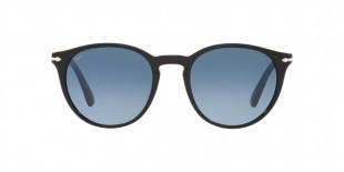 Persol Sunglass PO3152S 9014Q8 52 عینک آفتابی پرسول 3152 گرد 52 میلی متری عدسی آبی و فریم کائوچو مشکی| عینک نور