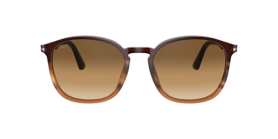 Persol PO3215S 113651 57 عینک آفتابی پرسول 3215 مربعی 57 میلی متری عدسی قهوه ای و فریم کائوچویی قهوه ای راه راه| عینک نور