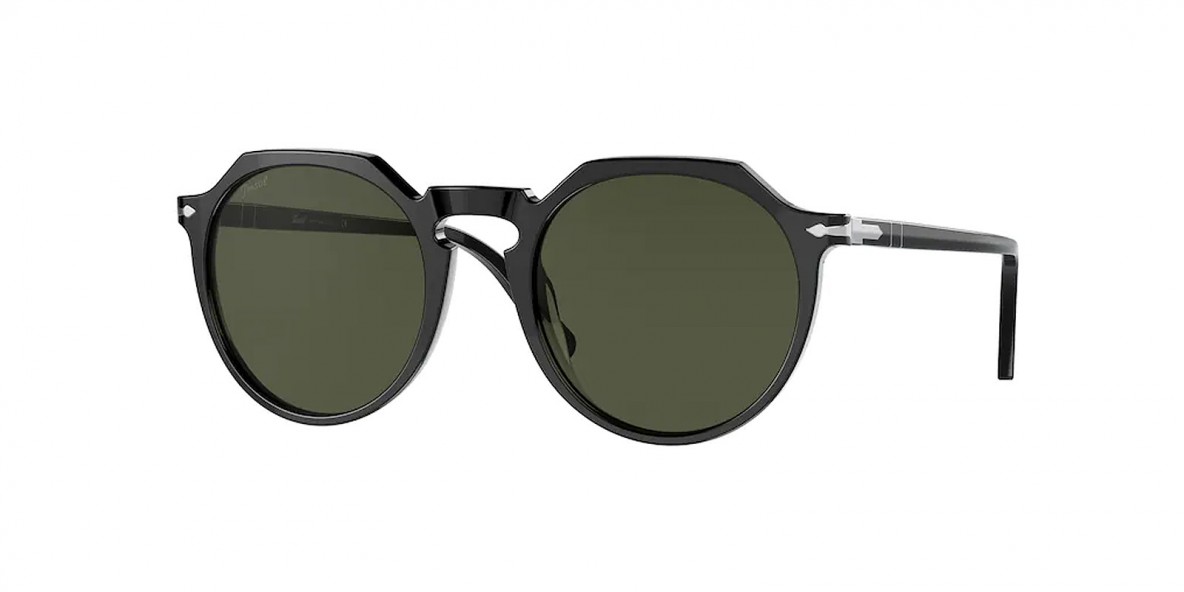 Persol Sunglass PO3281S 95/31 52 عینک آفتابی پرسول 3281 پنتوس 52 میلی متری عدسی سبز و فریم نایلونی مشکی| عینک نور