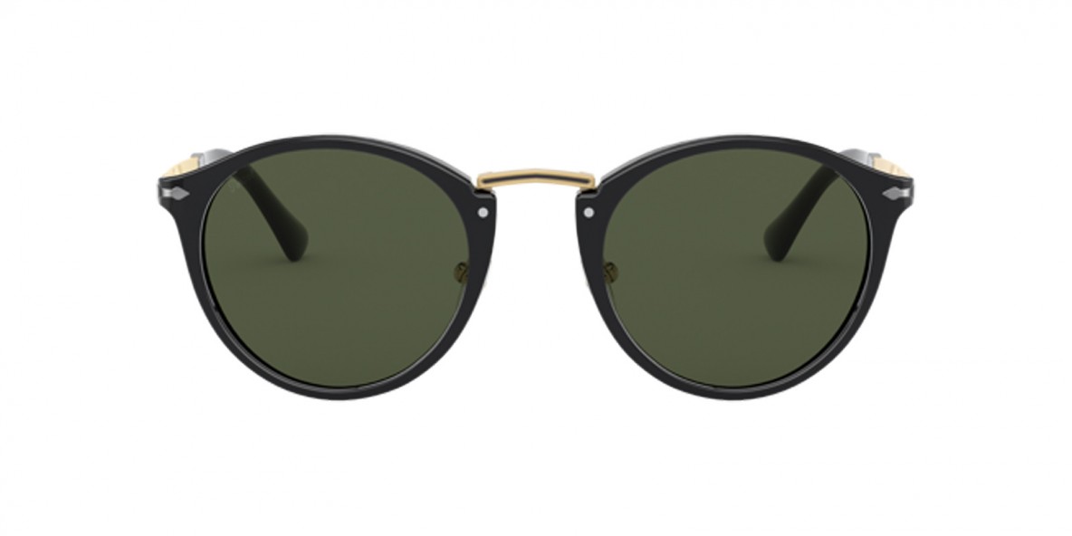 Persol Sunglass PO3248S 95/31 49 عینک آفتابی پرسول 3248 گرد 49 میلی متری عدسی سبز و فریم نایلونی مشکی| عینک نور