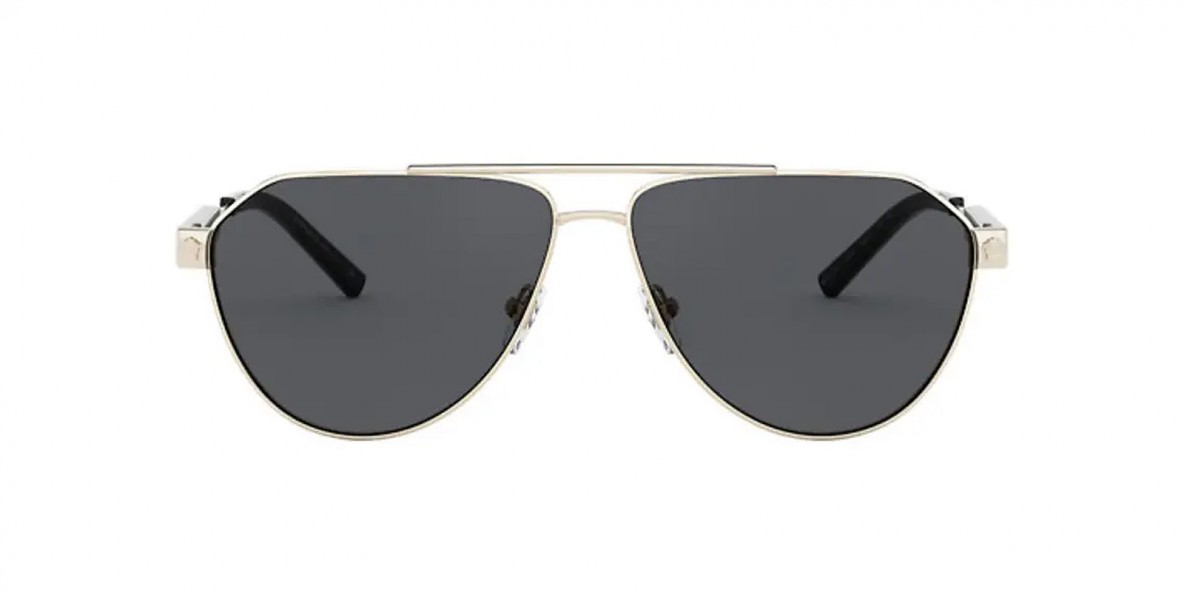 Versace VE2223 100287 62 عینک آفتابی ورساچه 2223 خلبانی 62 میلی متری عدسی دودی و فریم فلزی طلایی| عینک نور
