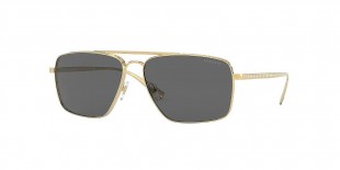 Versace VE2216 100287 61 عینک آفتابی ورساچه 2216 مستطیلی 61 میلی متری عدسی دودی و فریم فلزی طلایی| عینک نور
