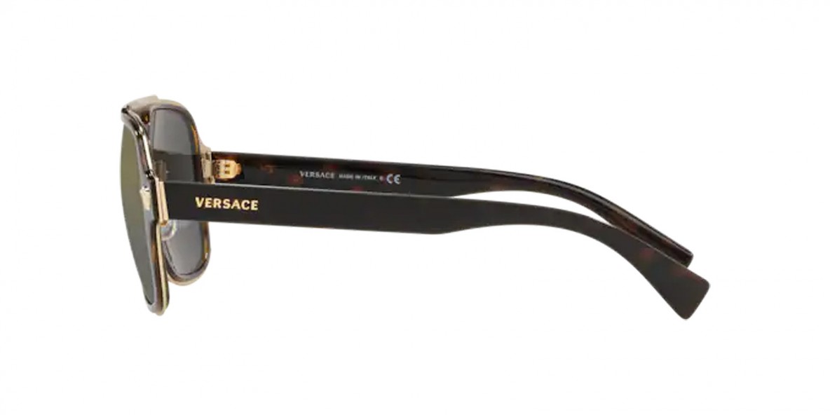 Versace VE2199 12524T 56 عینک آفتابی ورساچه 2199 مستطیلی 56 میلی متری عدسی دودی و فریم فلزی هاوانا| عینک نور